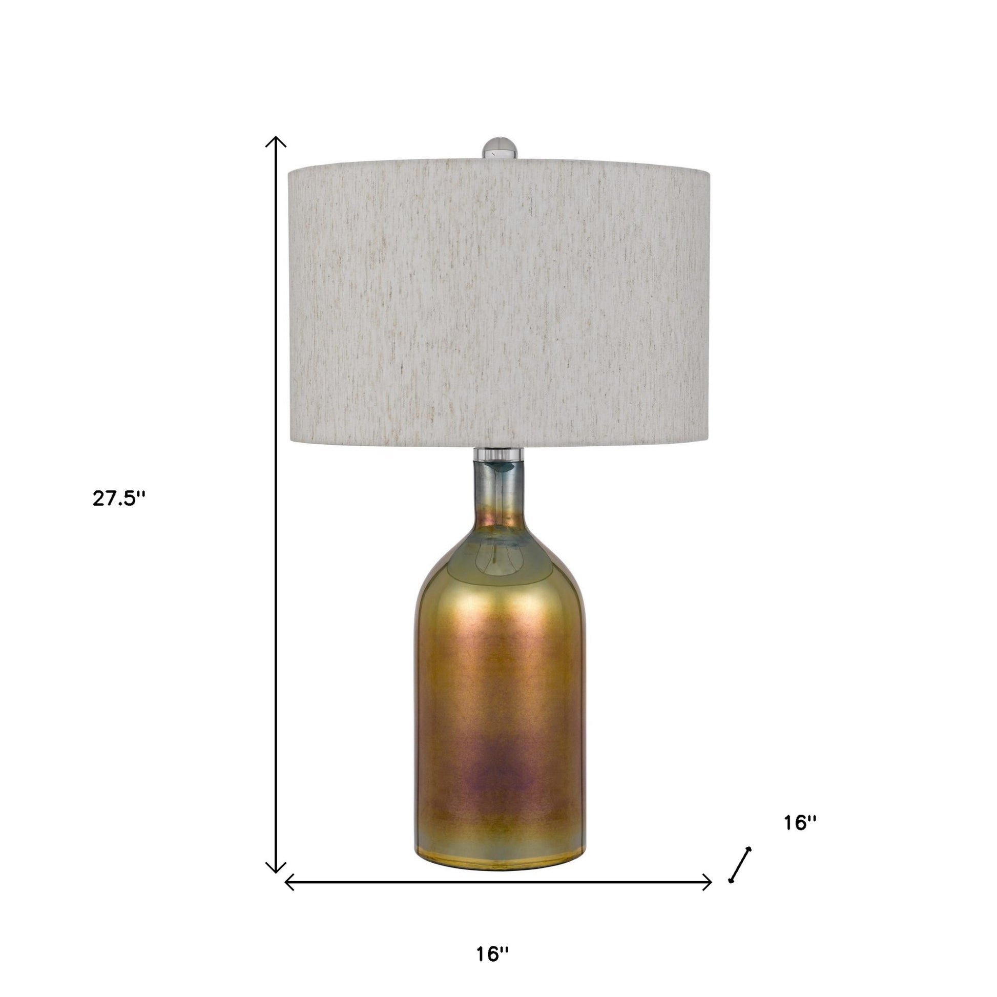28" Gold Glass Novelty Table Lamp With Gray Drum Shade-6
