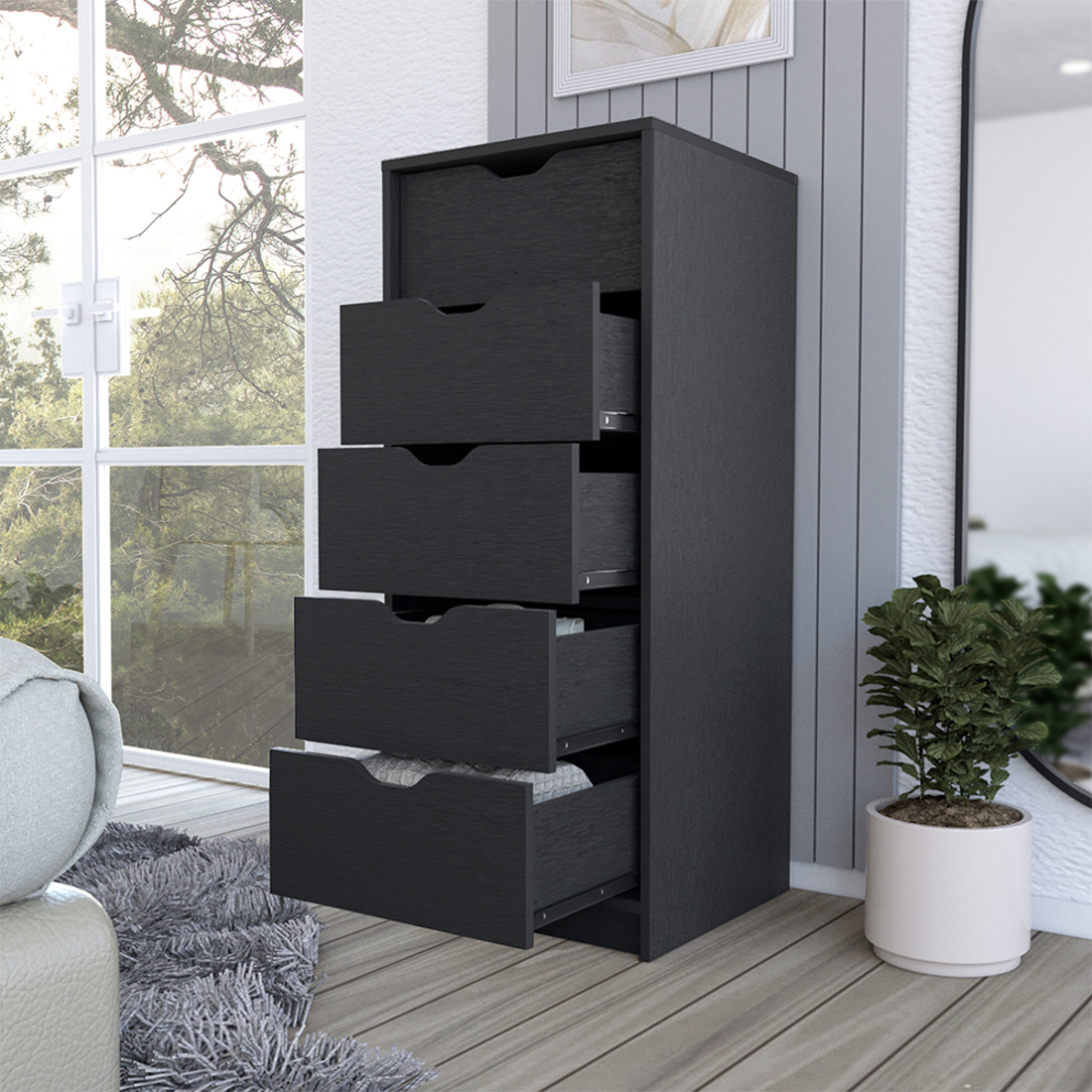 18" Black Five Drawer Standard Chest-8