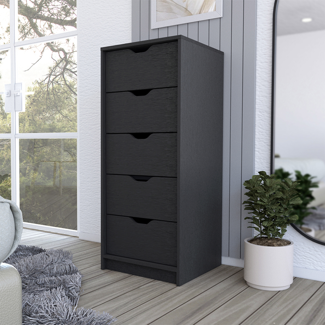 18" Black Five Drawer Standard Chest-7