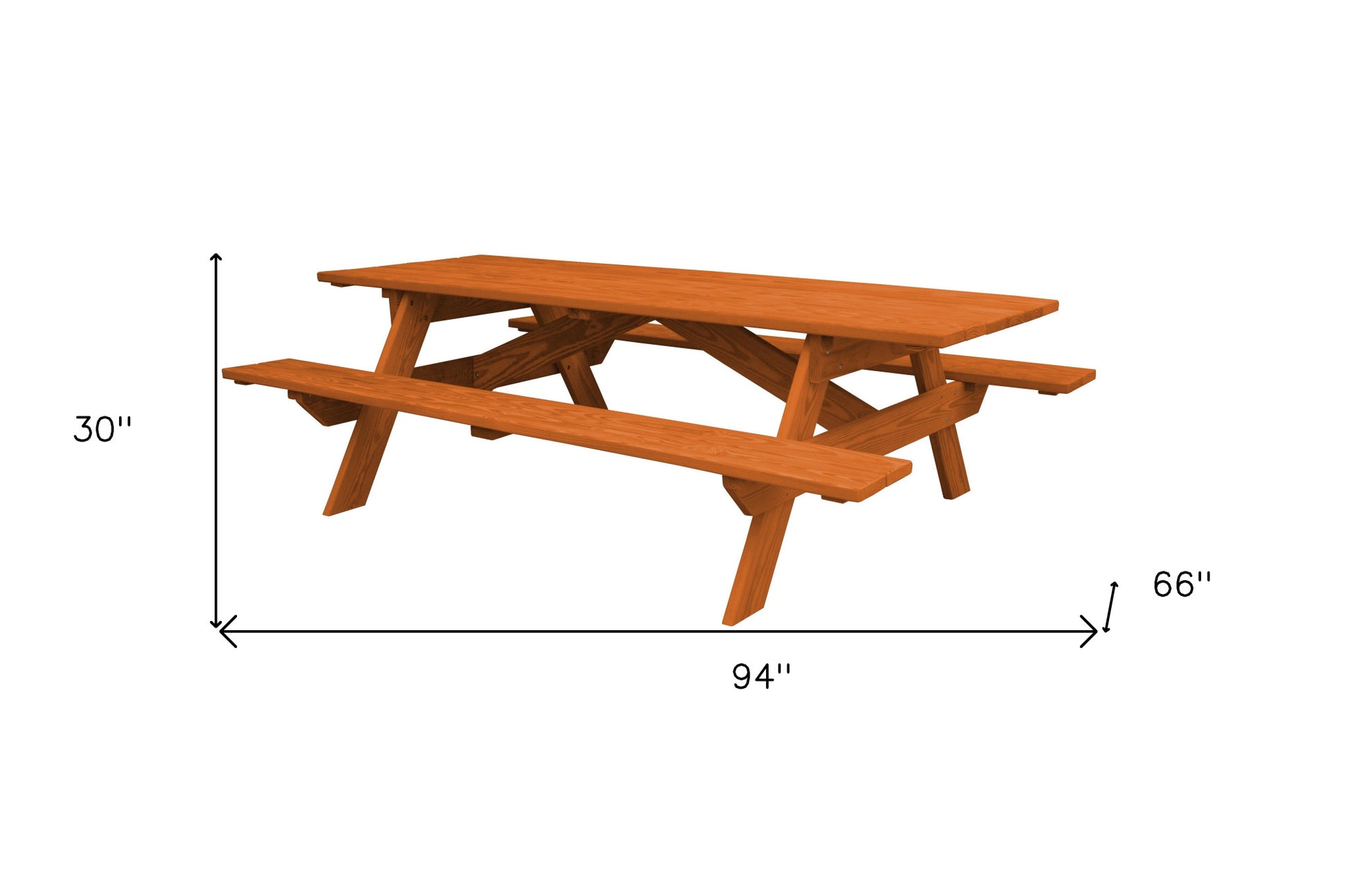 94" Red Solid Wood Outdoor Picnic Table-3