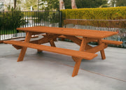 94" Brown Solid Wood Outdoor Picnic Table with Umbrella Hole-Outdoor Tables-DECOROLALA