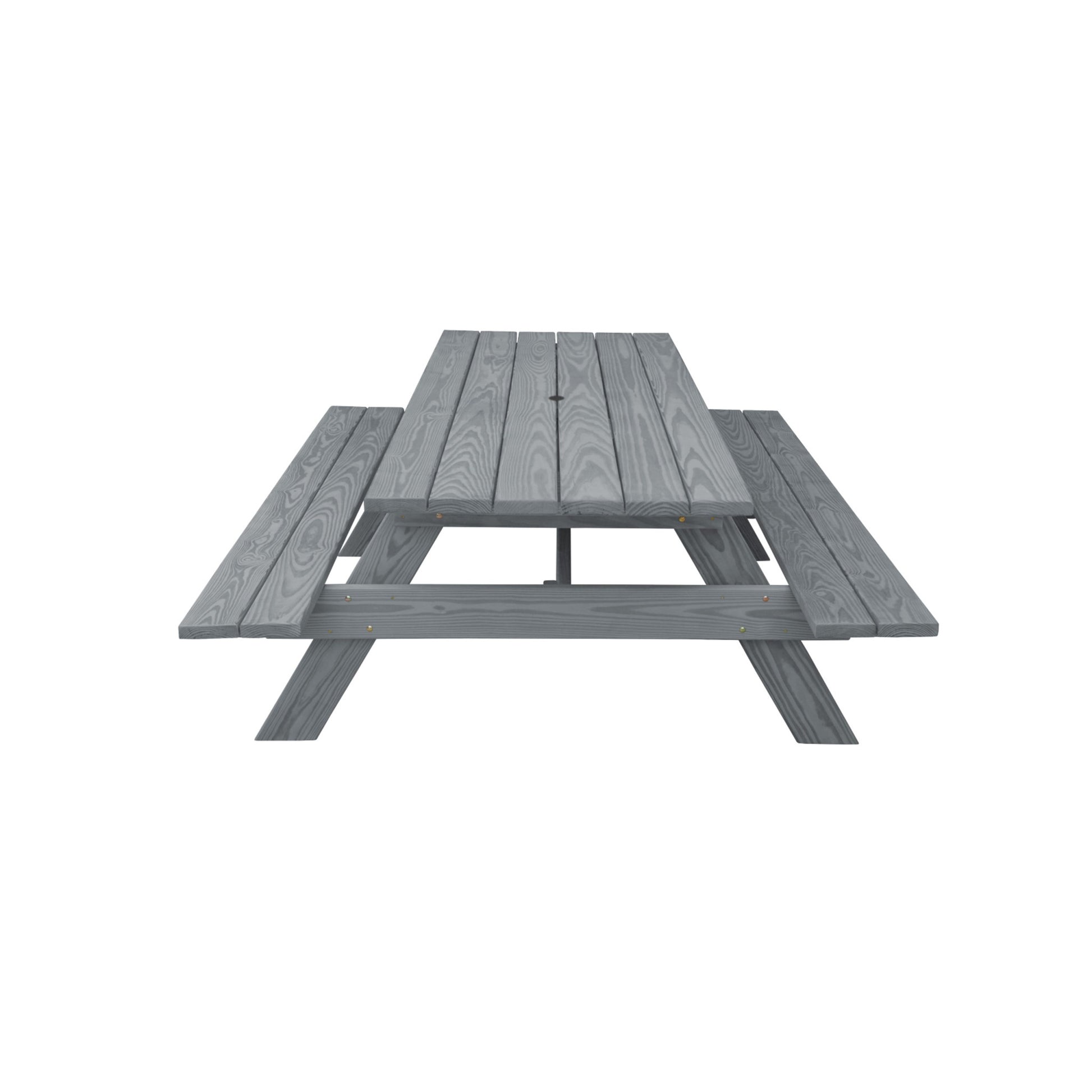 94" Gray Solid Wood Outdoor Picnic Table with Umbrella Hole-Outdoor Tables-DECOROLALA