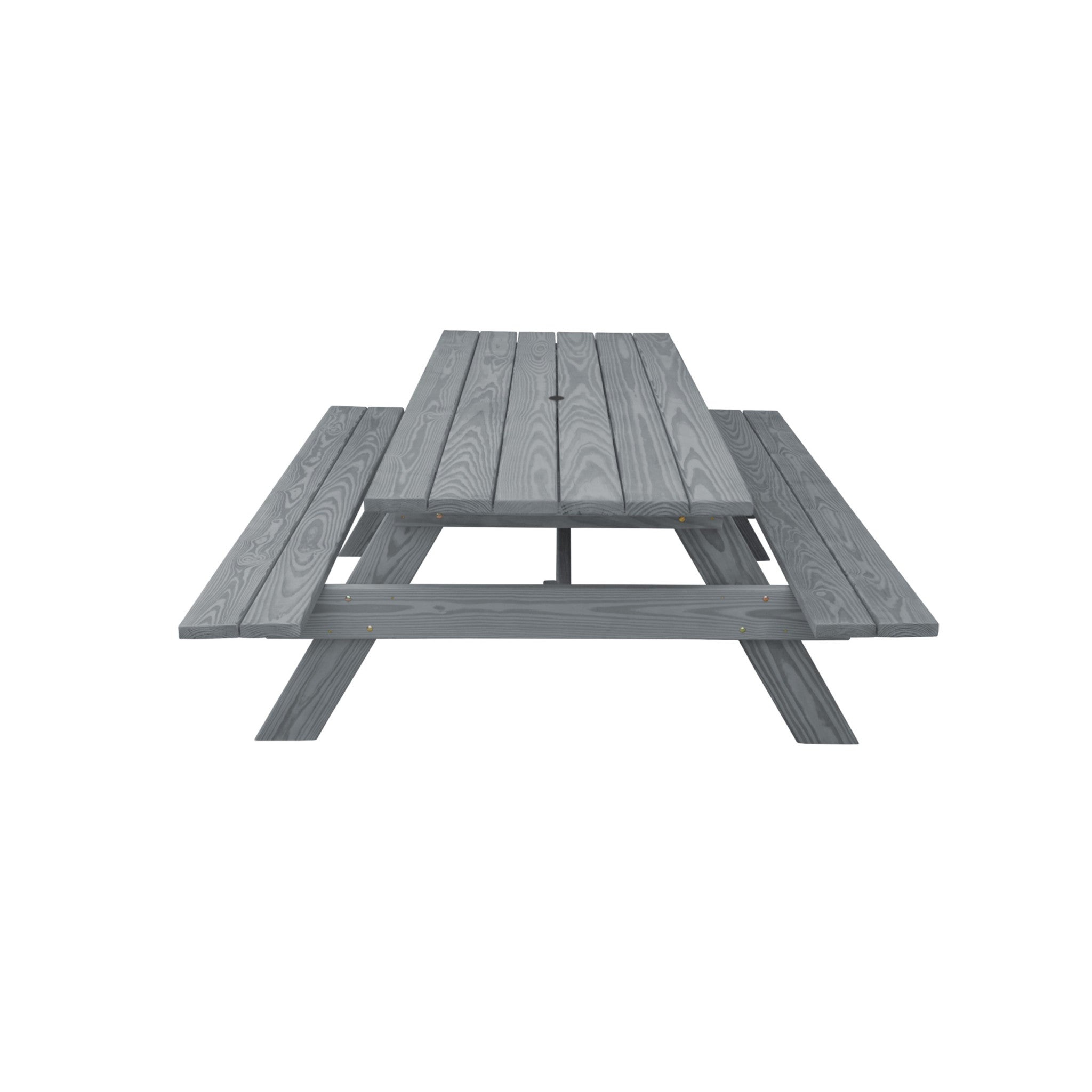94" Gray Solid Wood Outdoor Picnic Table with Umbrella Hole-Outdoor Tables-DECOROLALA