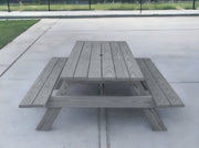 94" Gray Solid Wood Outdoor Picnic Table with Umbrella Hole-Outdoor Tables-DECOROLALA