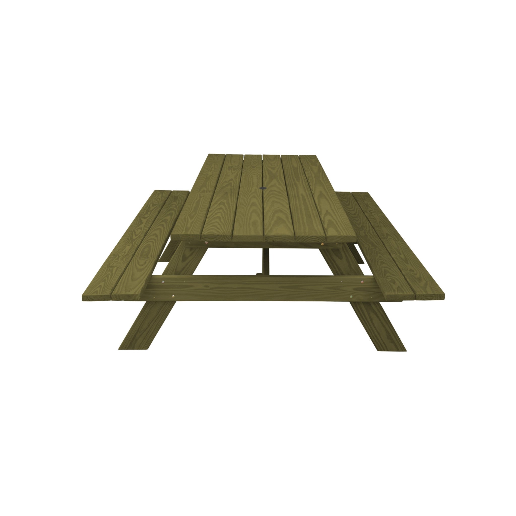 94" Green Solid Wood Outdoor Picnic Table with Umbrella Hole-Outdoor Tables-DECOROLALA