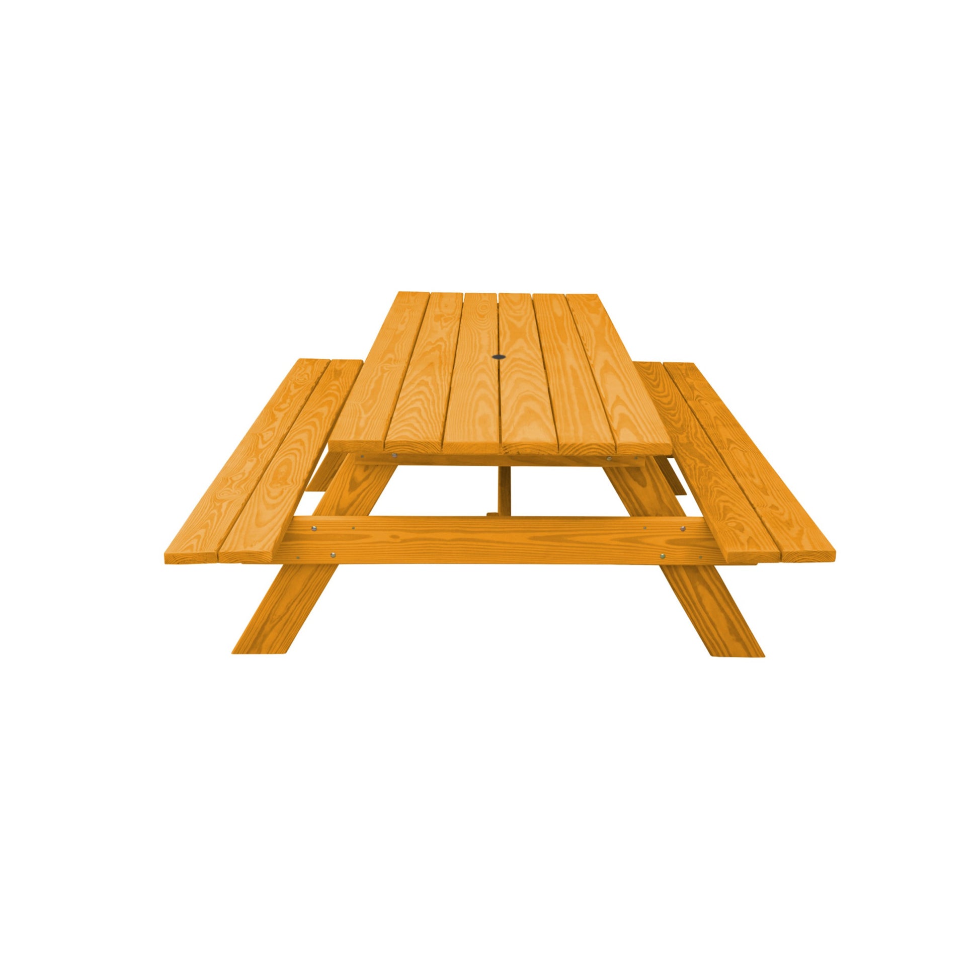 94" Natural Solid Wood Outdoor Picnic Table with Umbrella Hole-Outdoor Tables-DECOROLALA