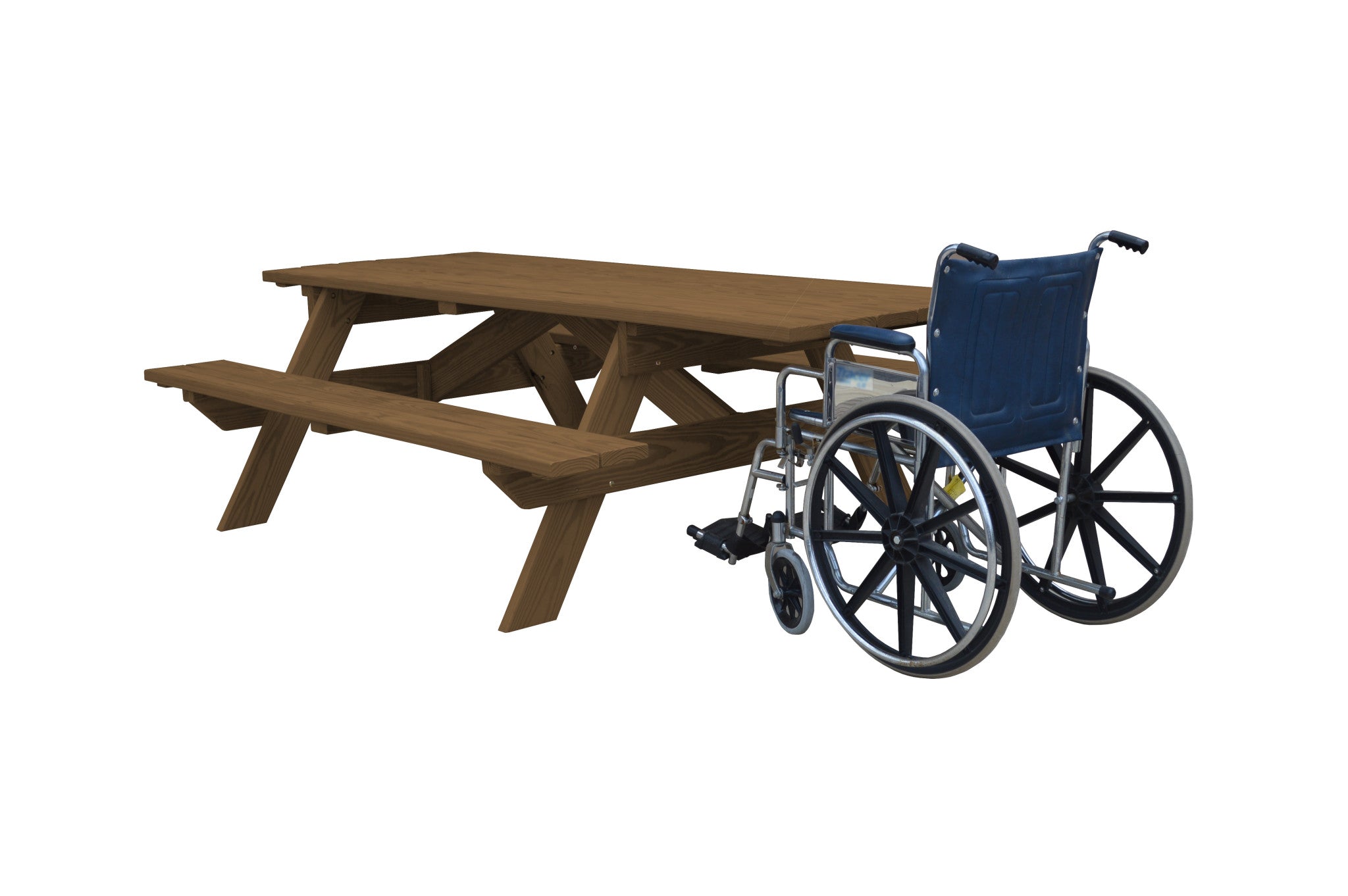 94" Brown Solid Wood Outdoor Picnic Table-2