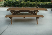 94" Brown Solid Wood Outdoor Picnic Table-0