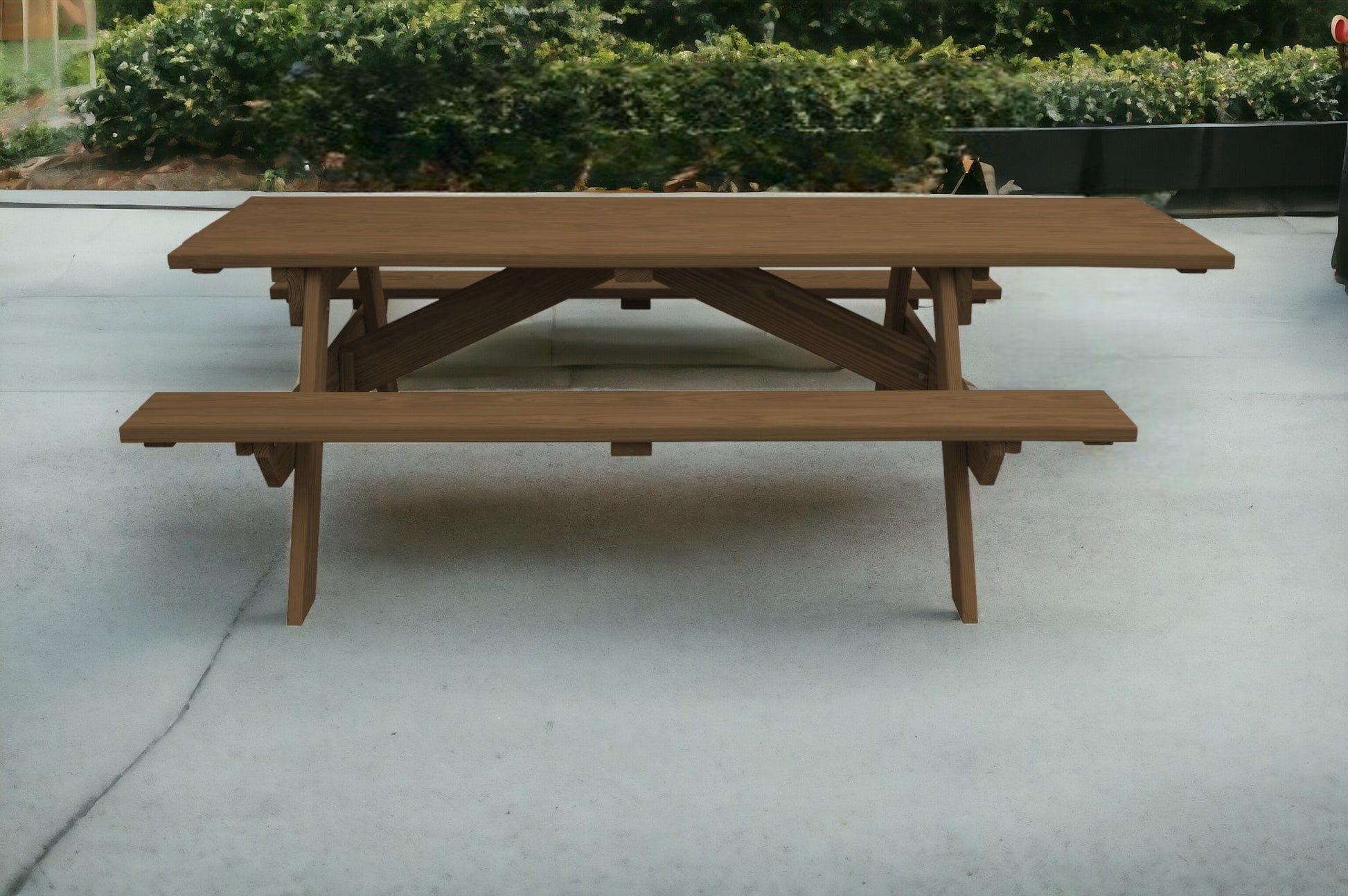 94" Brown Solid Wood Outdoor Picnic Table-0