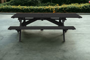94" Charcoal Solid Wood Outdoor Picnic Table with Umbrella Hole-Outdoor Tables-DECOROLALA