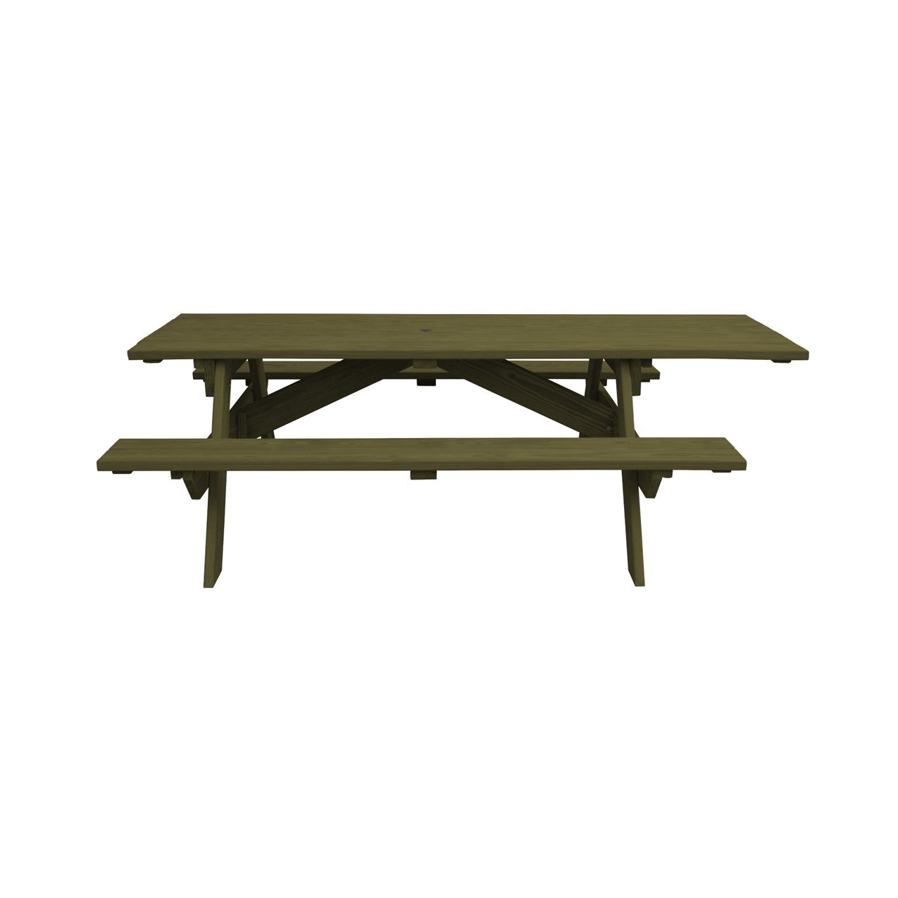 Green Solid Wood Outdoor Picnic Table Umbrella Hole-0