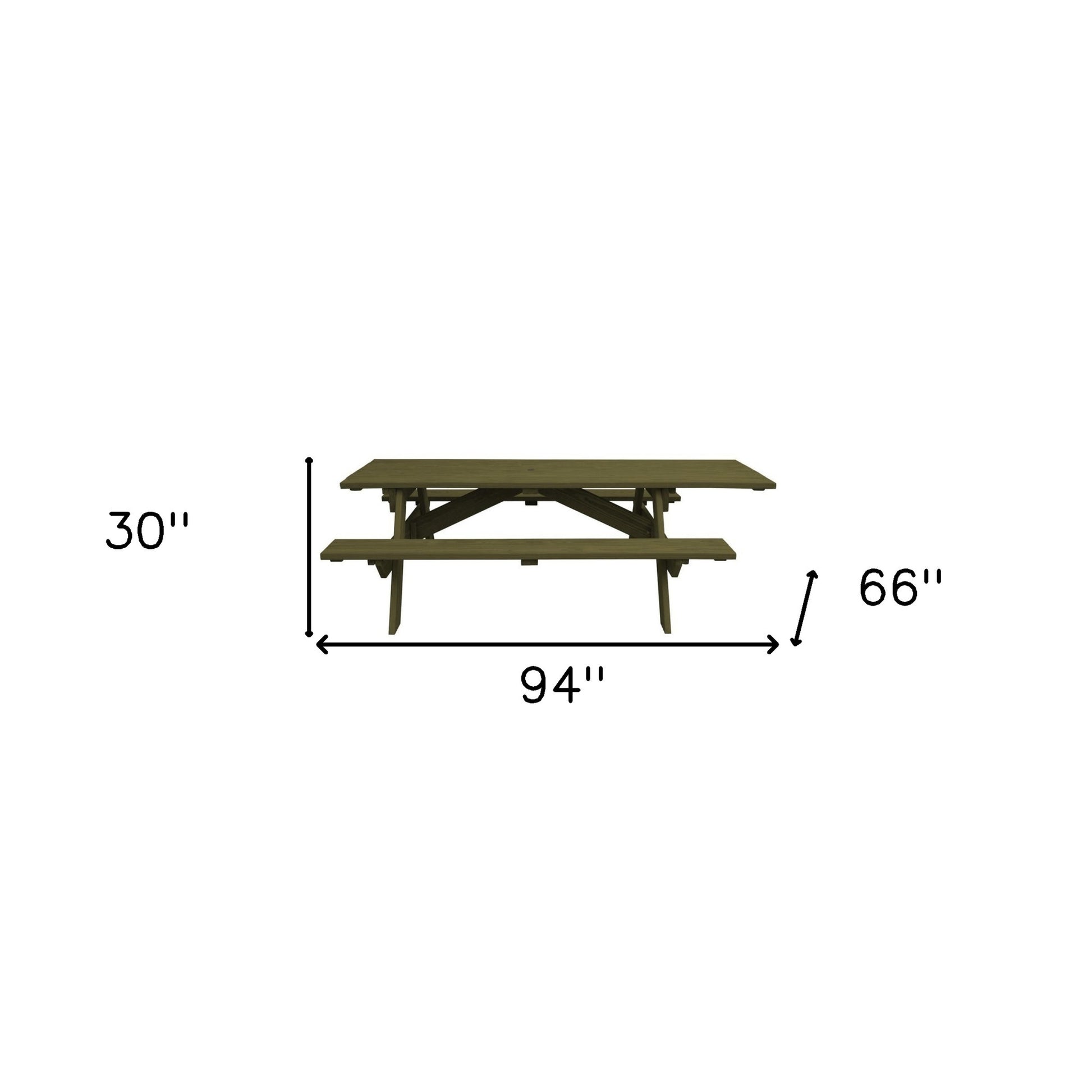 Green Solid Wood Outdoor Picnic Table Umbrella Hole-4