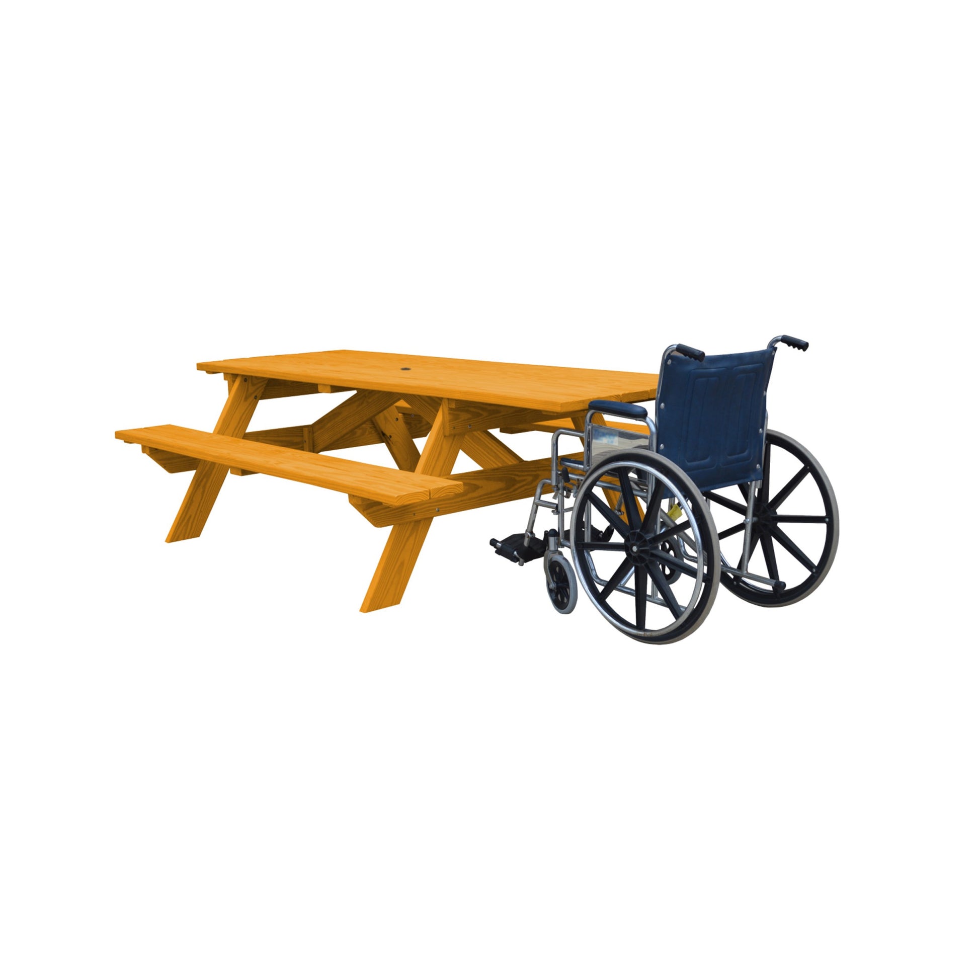 Natural Solid Wood Outdoor Picnic Table Umbrella Hole-1