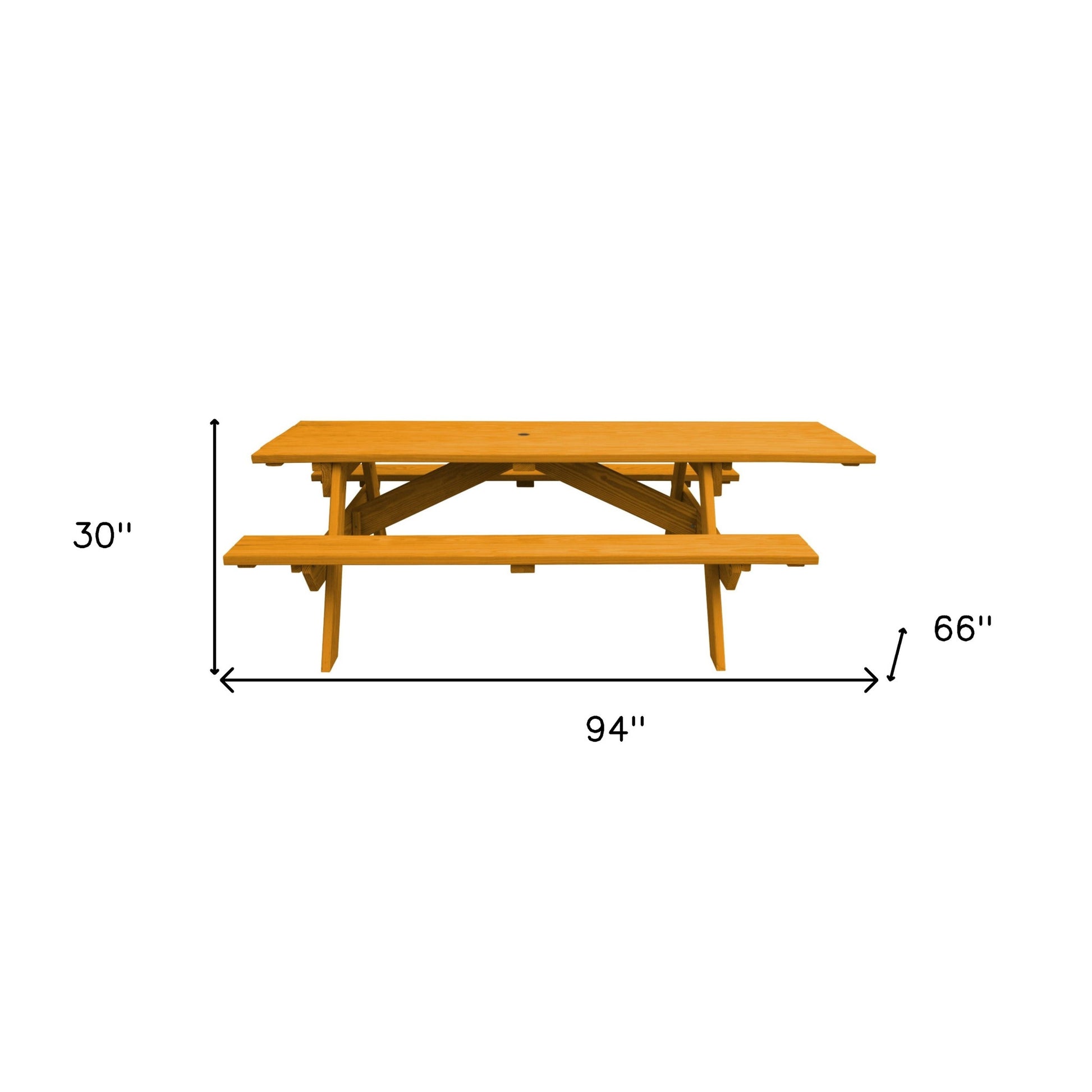 Natural Solid Wood Outdoor Picnic Table Umbrella Hole-5
