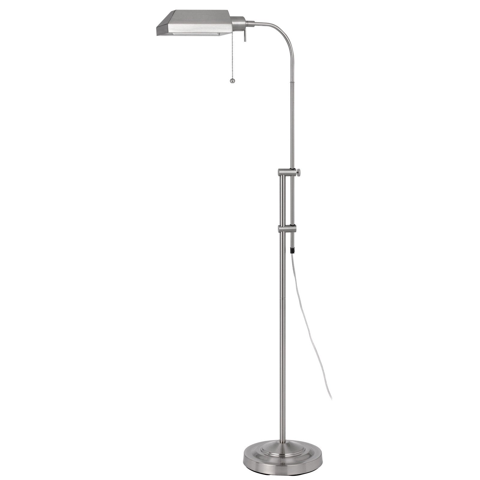 57" Nickel Adjustable Traditional Shaped Floor Lamp With Nickel Square Shade-Floor Lamps-DECOROLALA