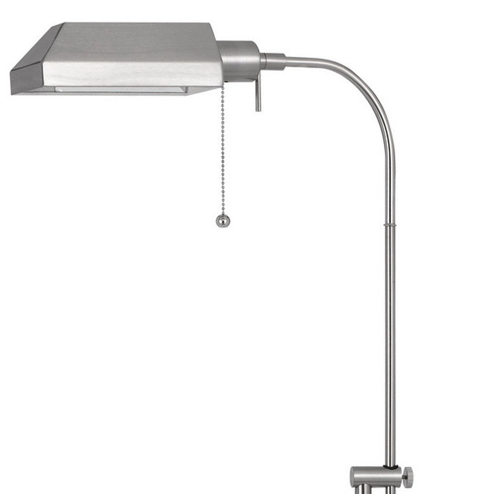57" Nickel Adjustable Traditional Shaped Floor Lamp With Nickel Square Shade-Floor Lamps-DECOROLALA