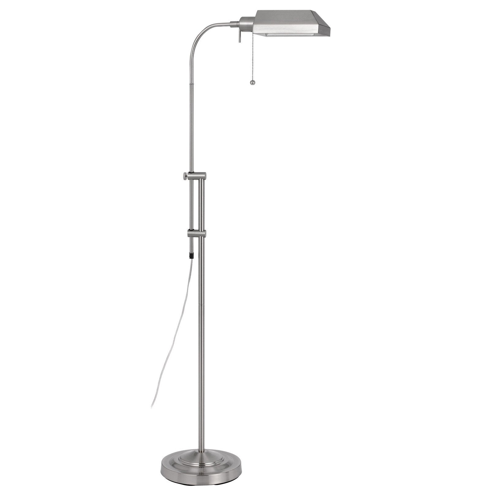 57" Nickel Adjustable Traditional Shaped Floor Lamp With Nickel Square Shade-Floor Lamps-DECOROLALA