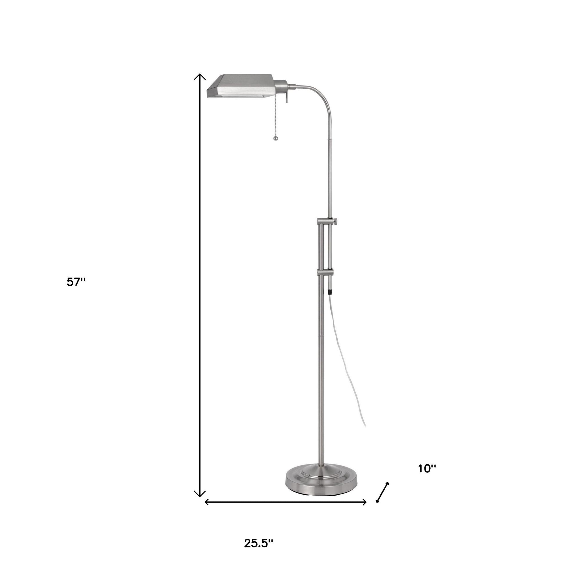 57" Nickel Adjustable Traditional Shaped Floor Lamp With Nickel Square Shade-Floor Lamps-DECOROLALA