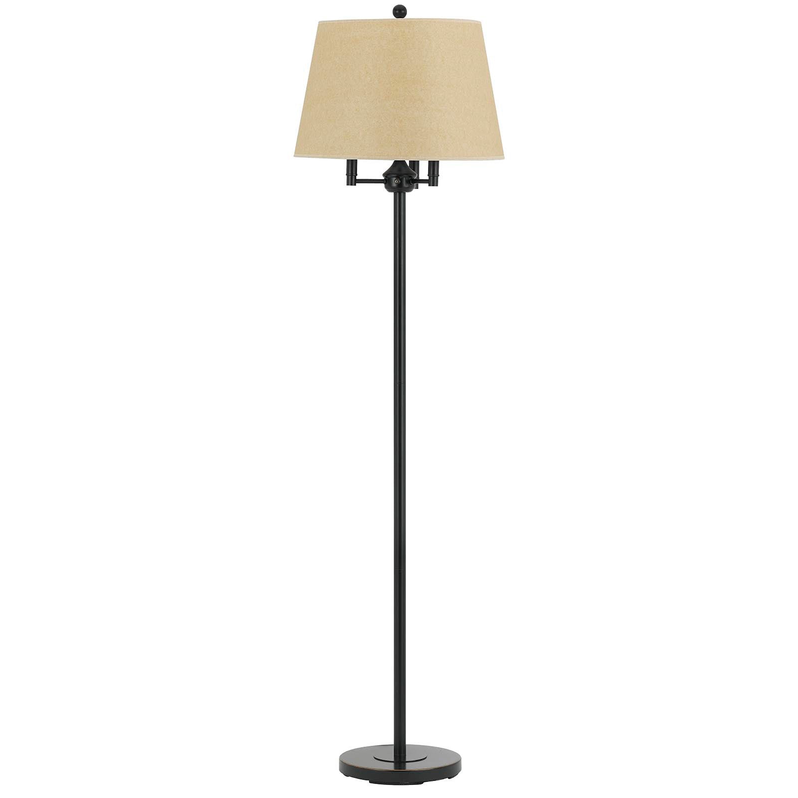 62" Bronze Four Light Floor Lamp With Beige Fabric Square Shade-0