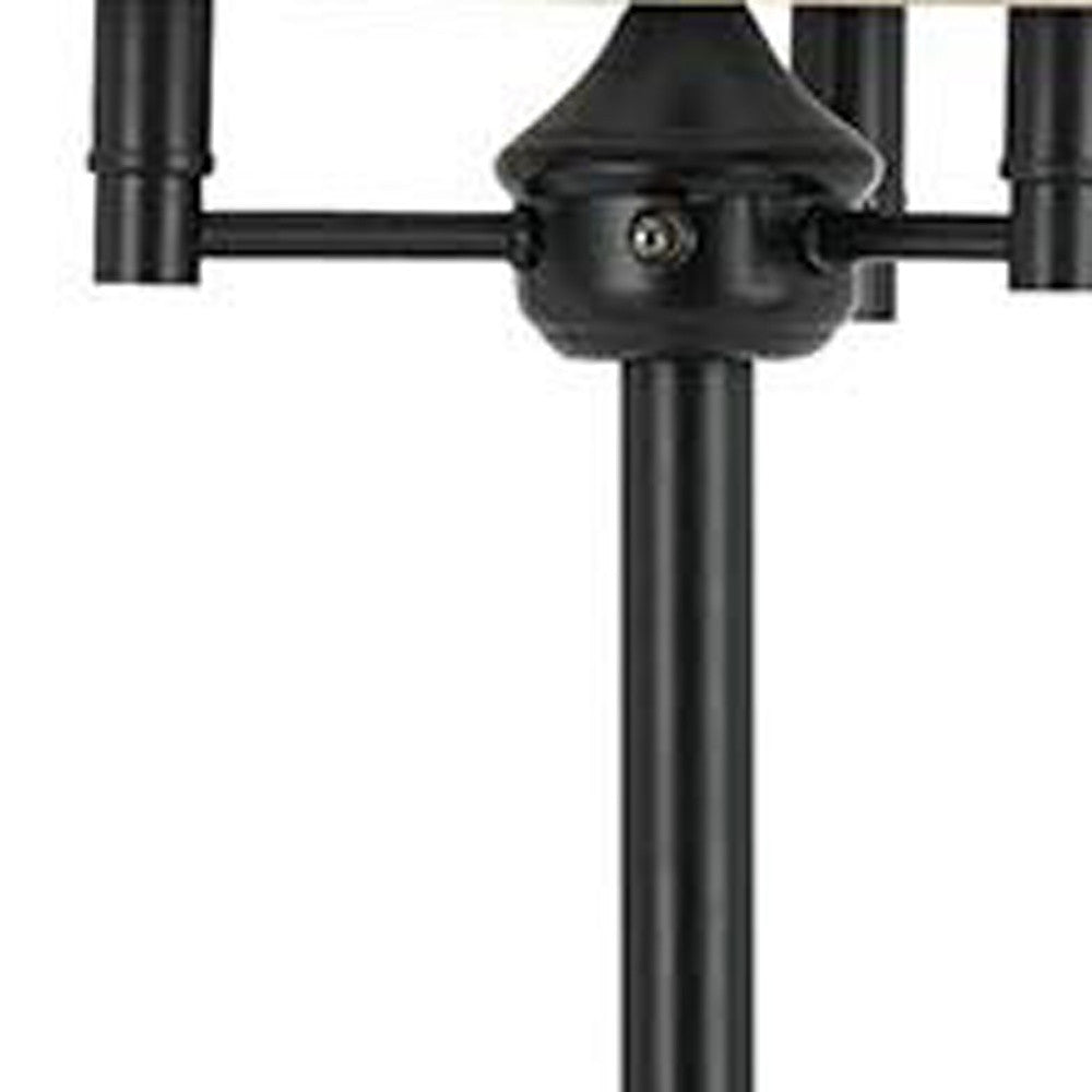 62" Bronze Four Light Floor Lamp With Beige Fabric Square Shade-3