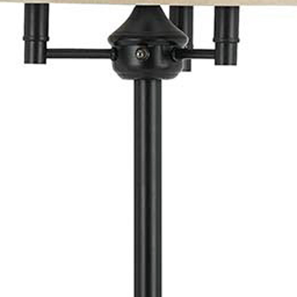 62" Bronze Four Light Floor Lamp With Beige Fabric Square Shade-4