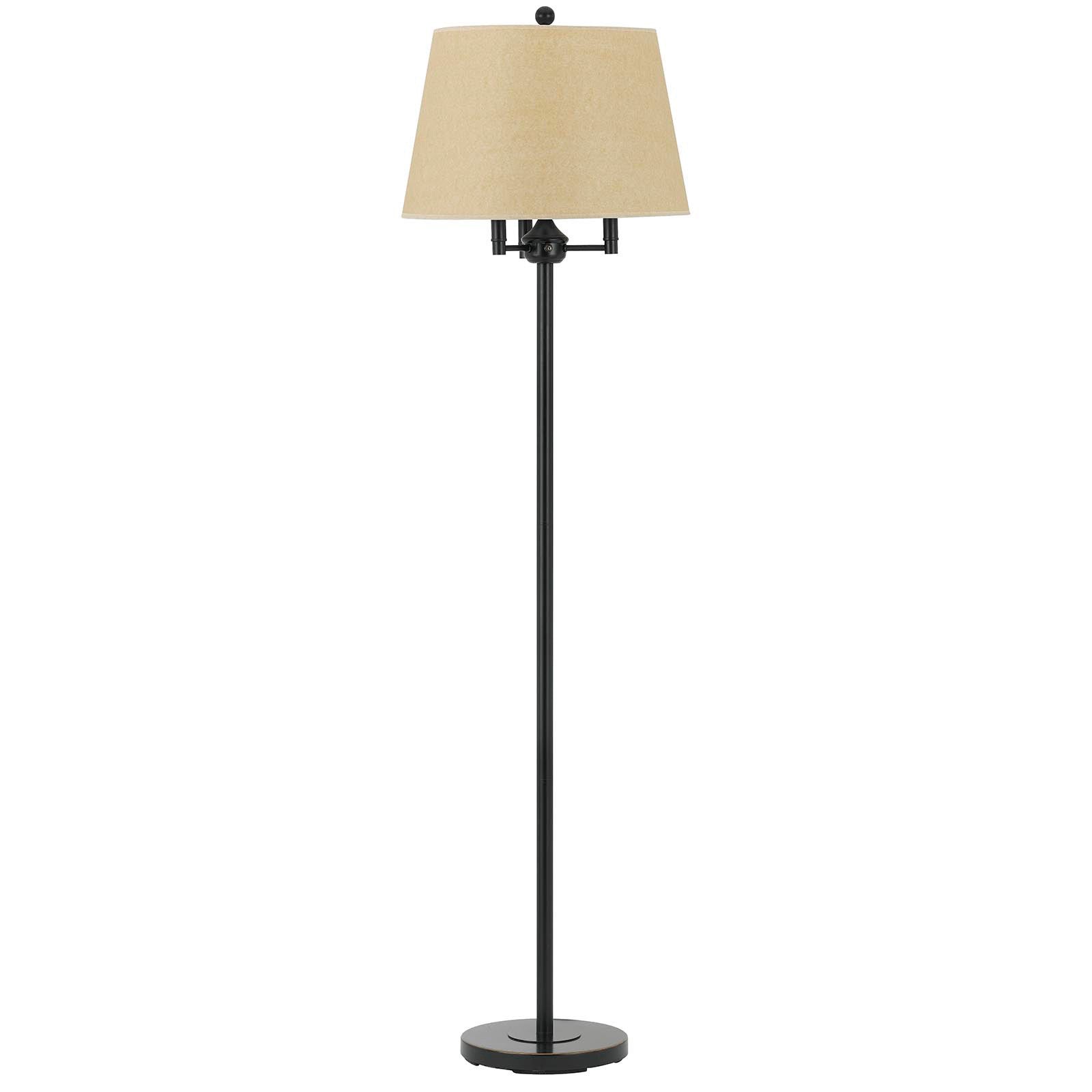 62" Bronze Four Light Floor Lamp With Beige Fabric Square Shade-1