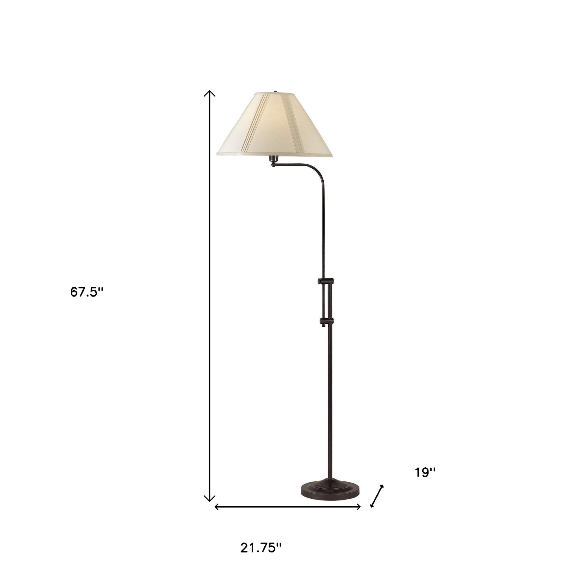 68" Bronze Adjustable Traditional Shaped Floor Lamp With Beige Empire Shade-Floor Lamps-DECOROLALA
