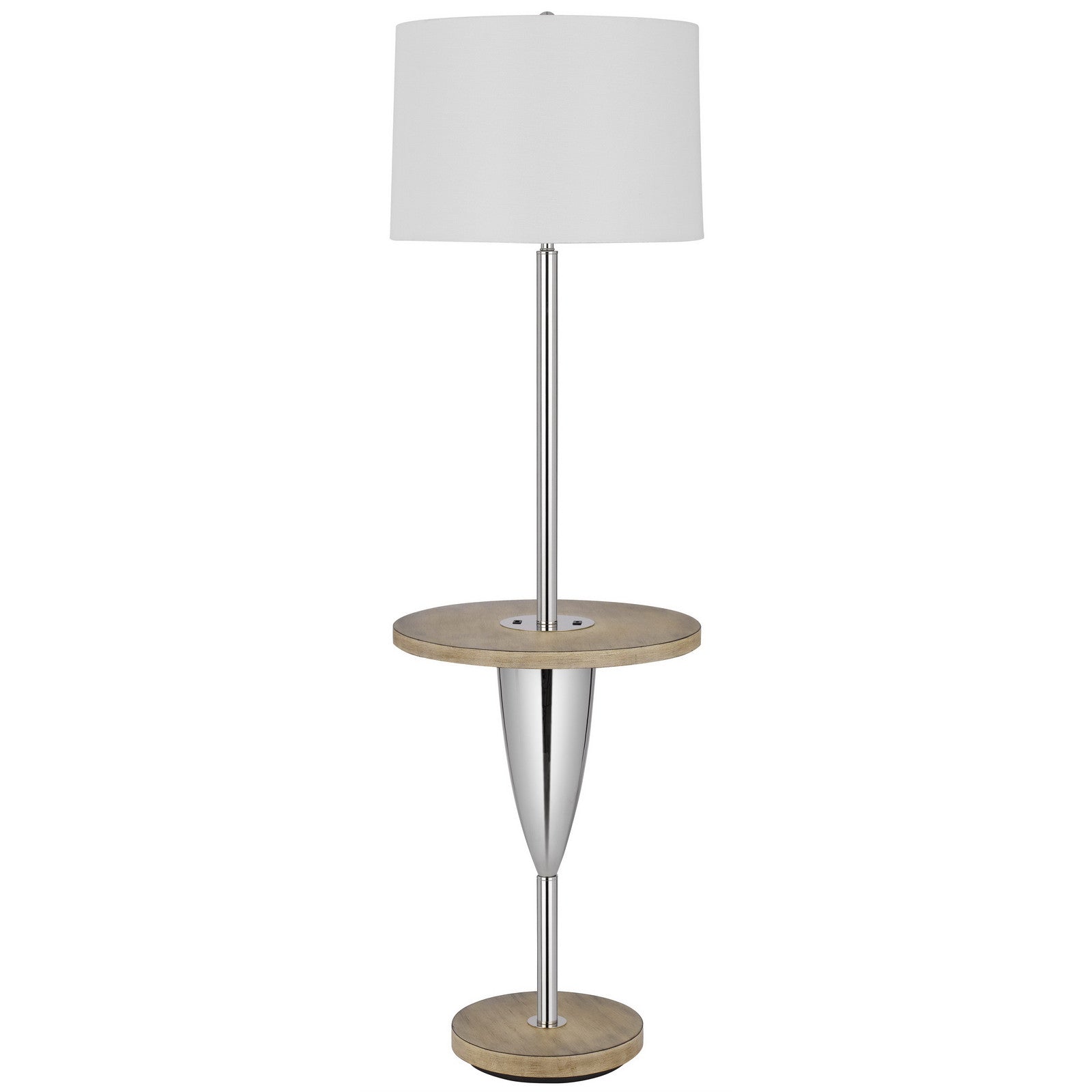 61" Chrome Tray Table Floor Lamp With White Square Shade-Floor Lamps-DECOROLALA