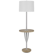 61" Chrome Tray Table Floor Lamp With White Square Shade-Floor Lamps-DECOROLALA