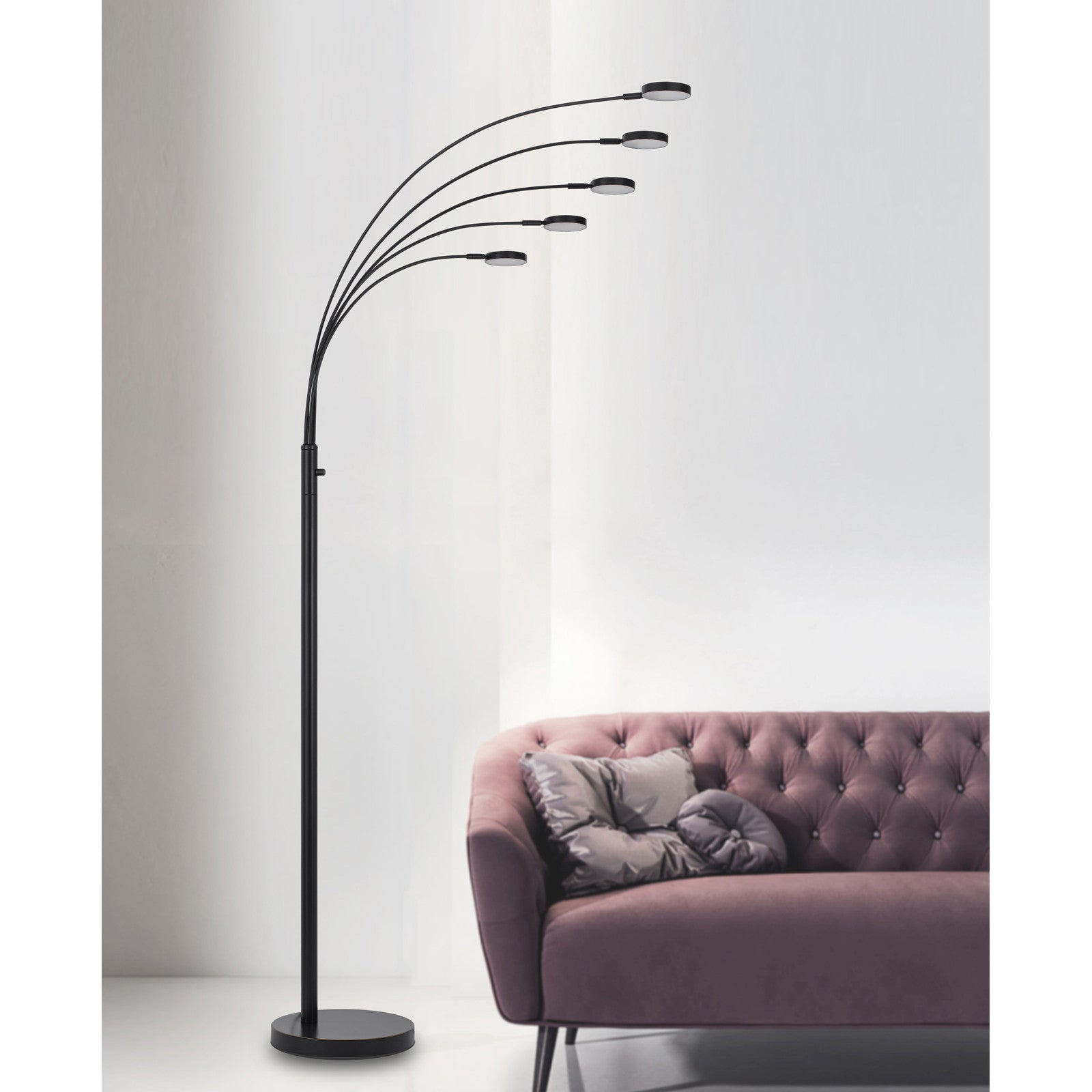 82" Bronze Five Light Led Arc Floor Lamp-3