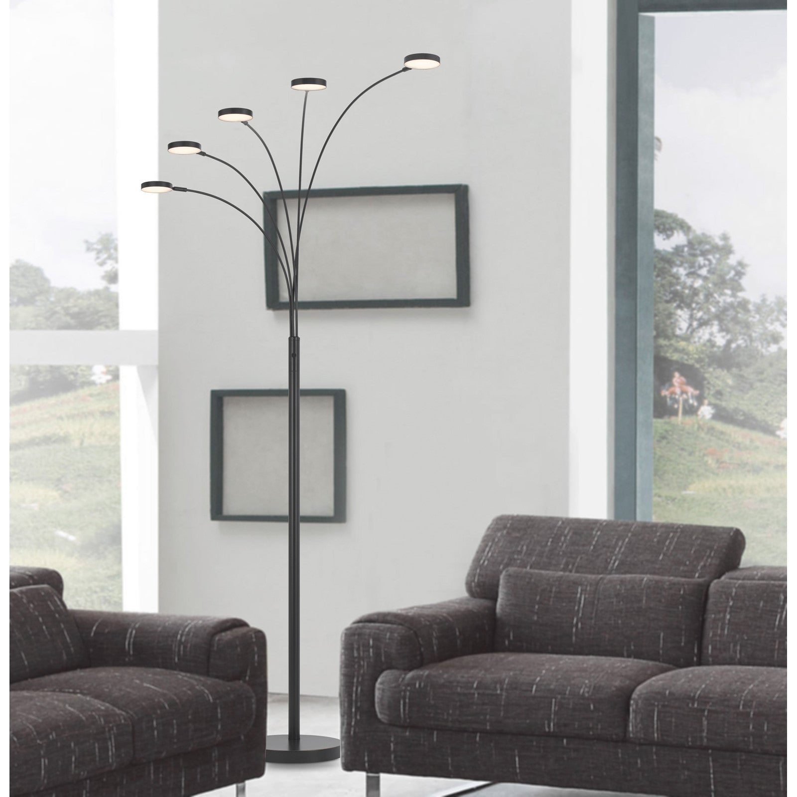 82" Bronze Five Light Led Arc Floor Lamp-4