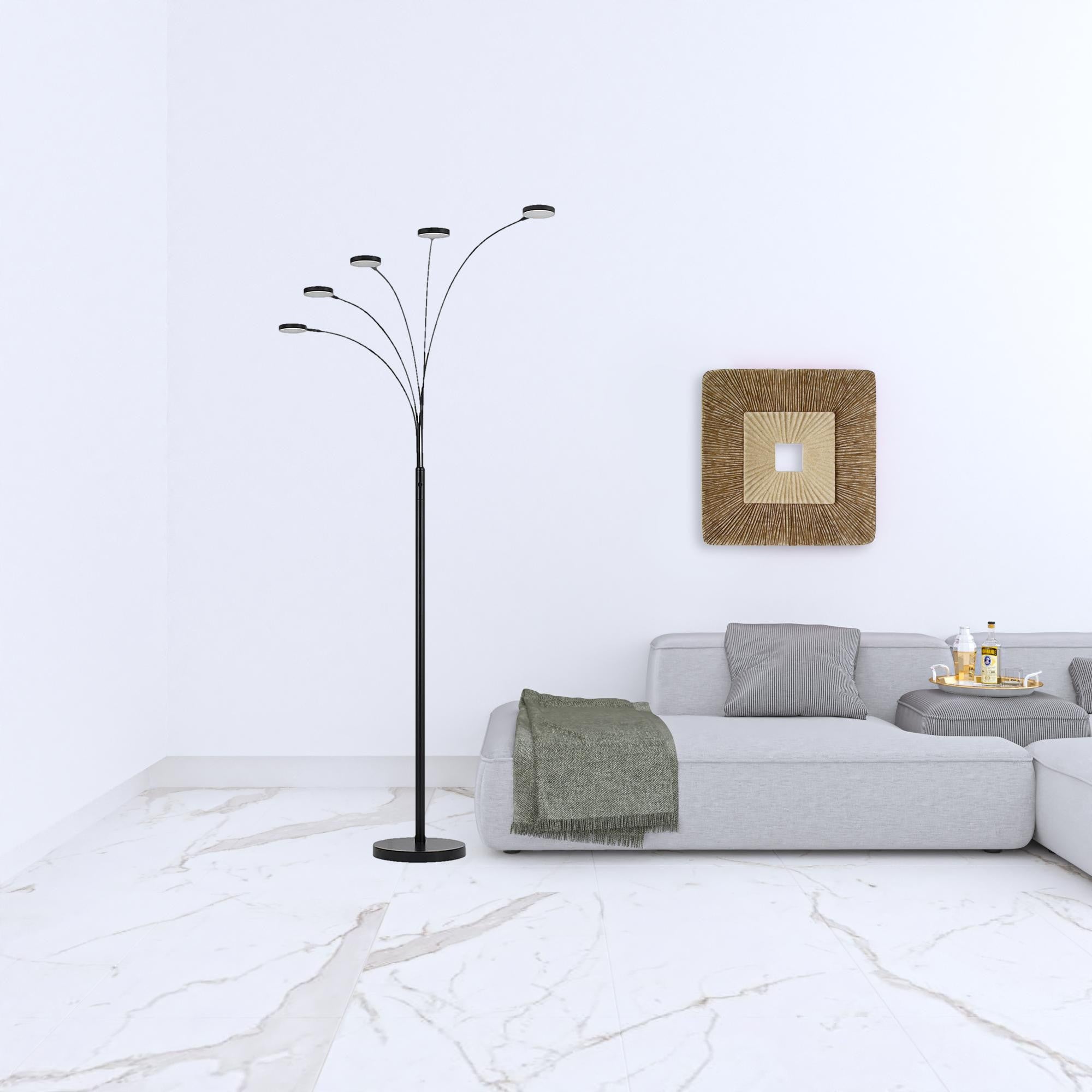 82" Bronze Five Light Led Arc Floor Lamp-1