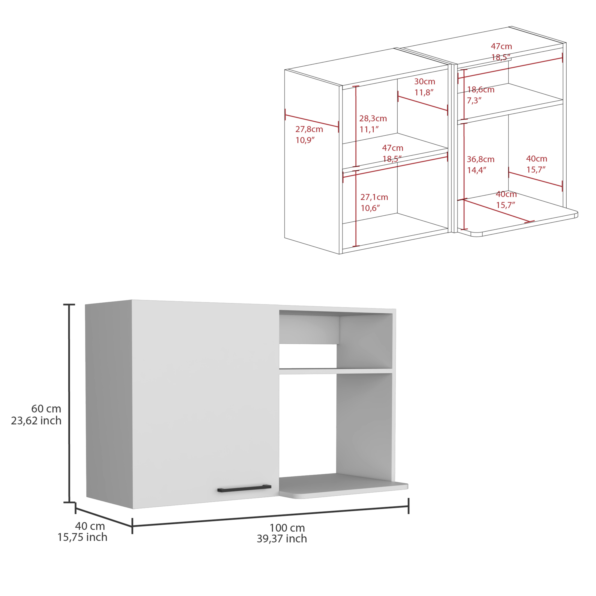 39" White Accent Cabinet With Two Shelves-6