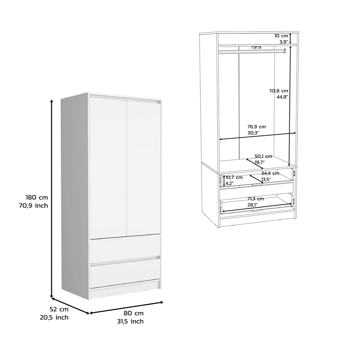 Two Piece White Bedroom Set-Bedroom Furniture Sets-DECOROLALA
