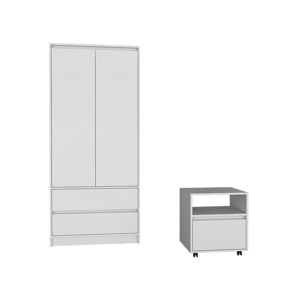 Two Piece White Bedroom Set-Bedroom Furniture Sets-DECOROLALA