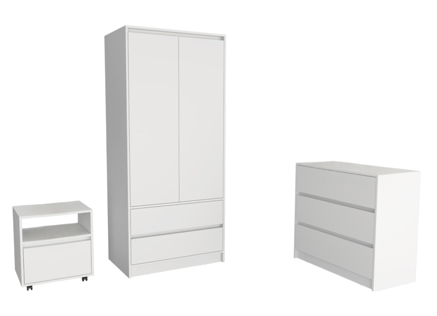 Three Piece White Bedroom Set-Bedroom Furniture Sets-DECOROLALA