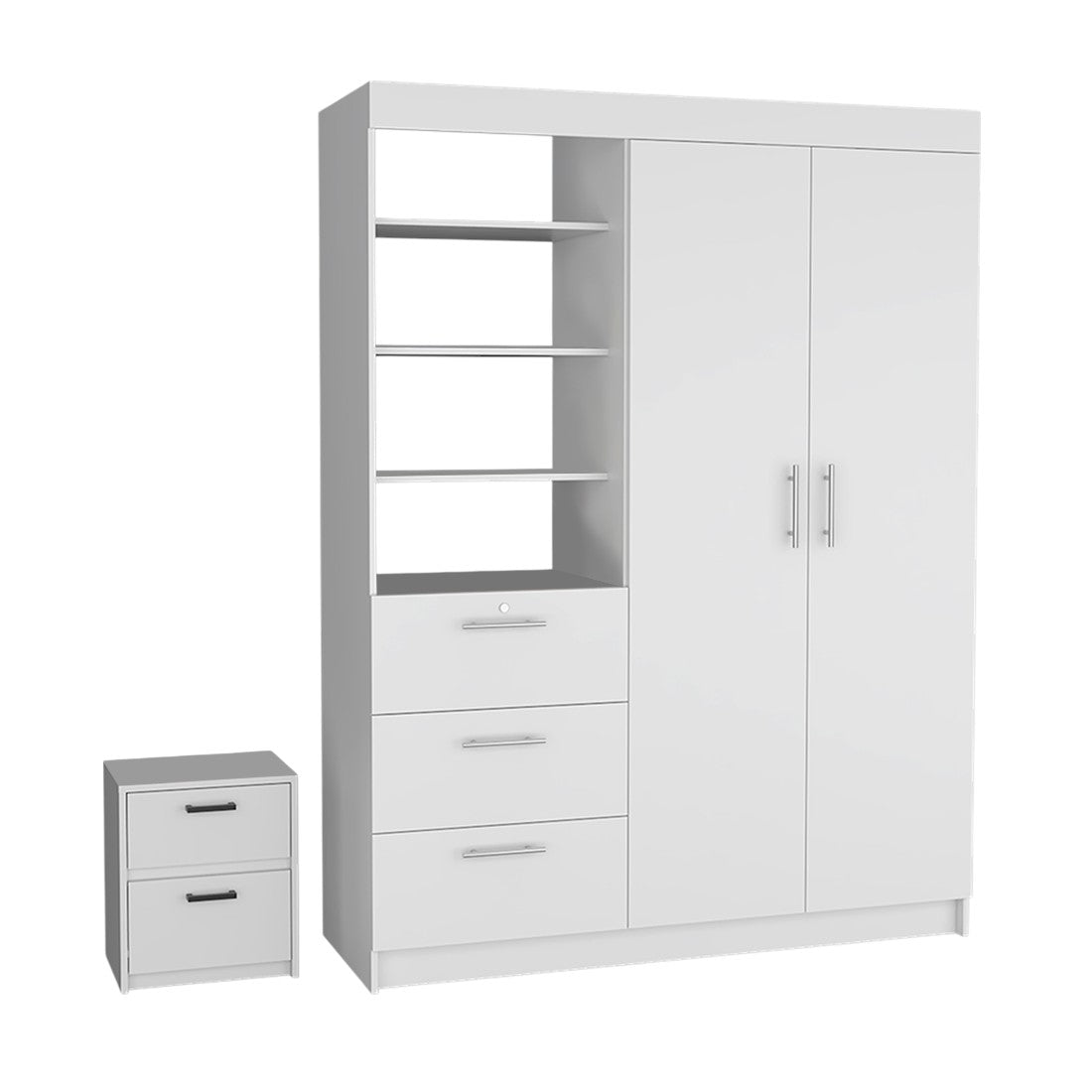 Two Piece White Bedroom Set-Bedroom Furniture Sets-DECOROLALA