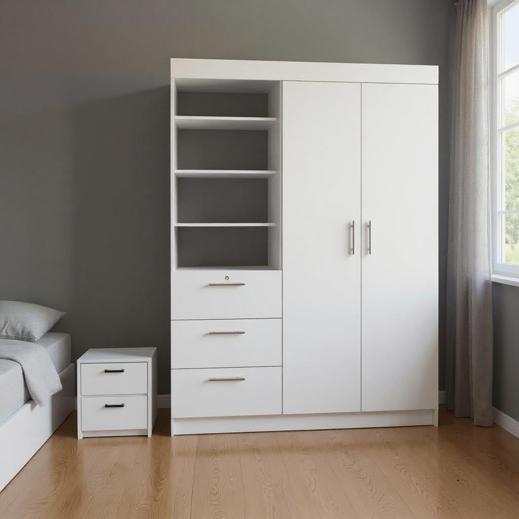 Two Piece White Bedroom Set-Bedroom Furniture Sets-DECOROLALA