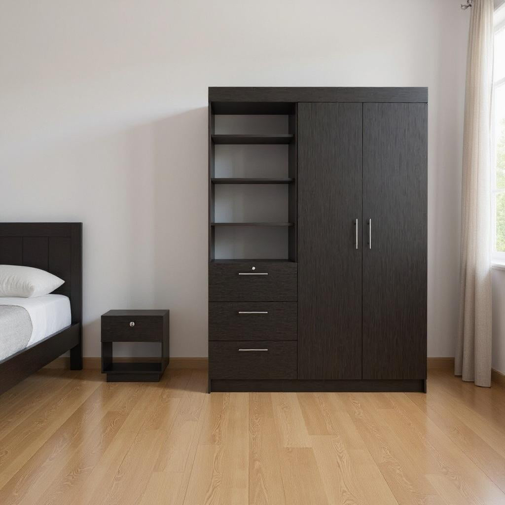 Two Piece Black Bedroom Set-Bedroom Furniture Sets-DECOROLALA