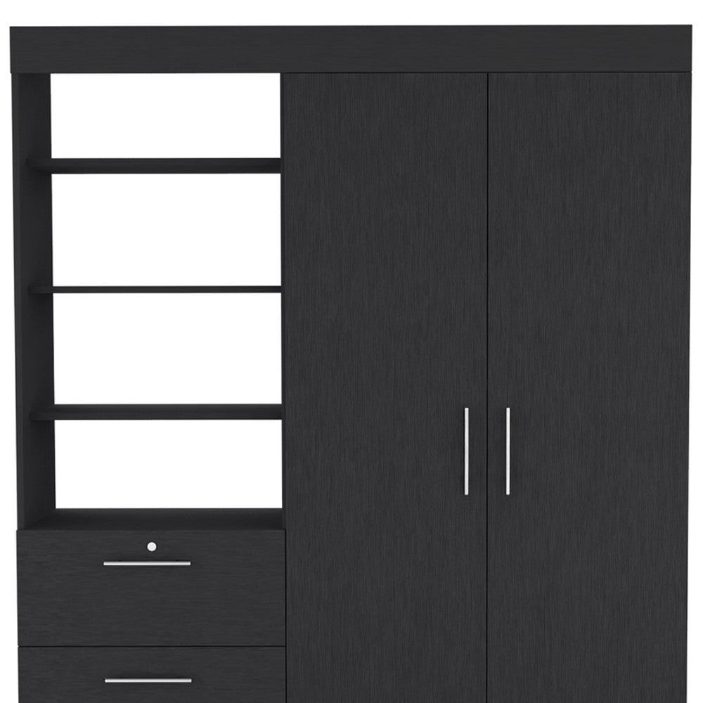Two Piece Black Bedroom Set-Bedroom Furniture Sets-DECOROLALA