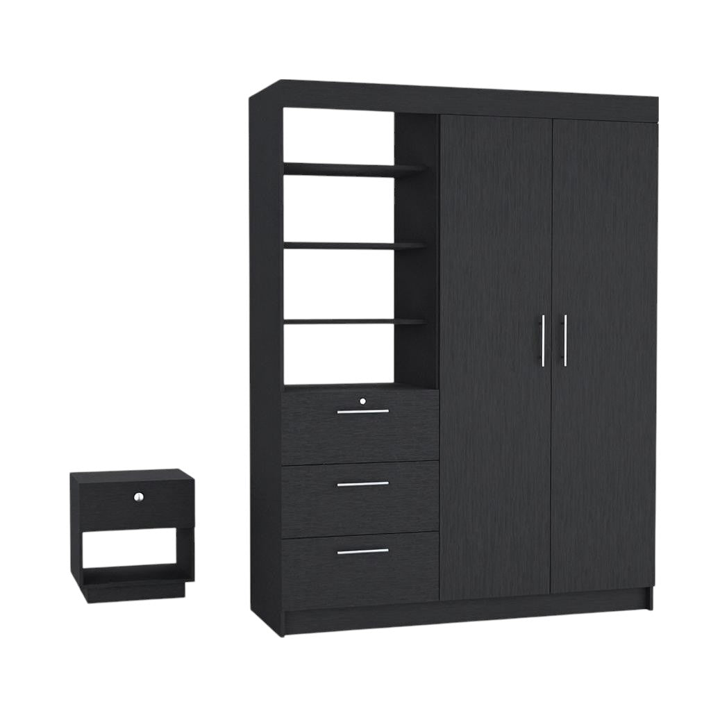 Two Piece Black Bedroom Set-Bedroom Furniture Sets-DECOROLALA