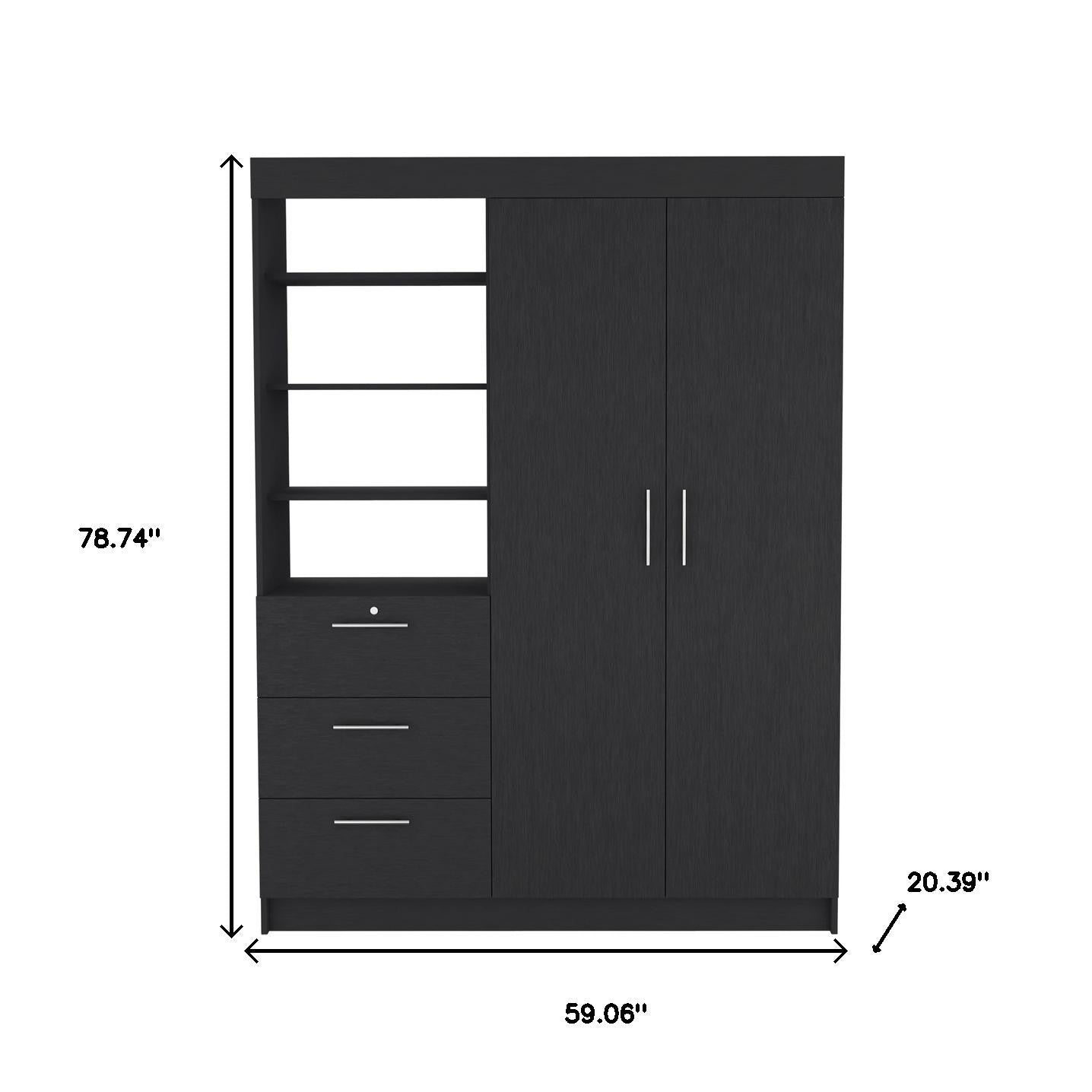 Two Piece Black Bedroom Set-Bedroom Furniture Sets-DECOROLALA