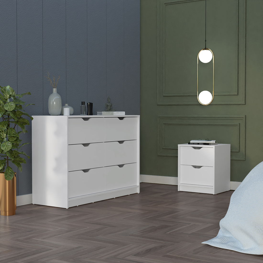 Two Piece White Bedroom Set-Dressers-DECOROLALA
