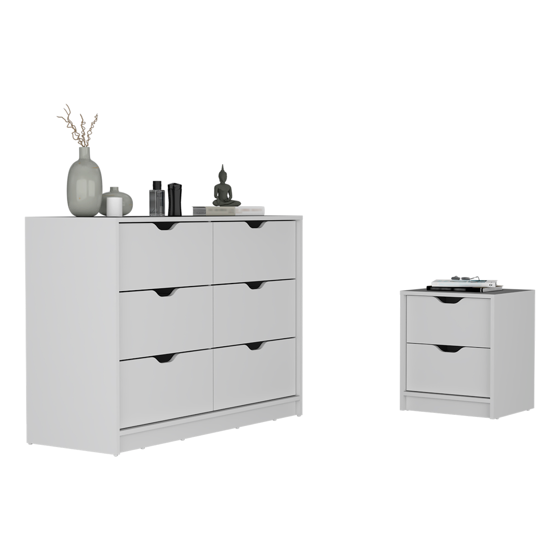 Two Piece White Bedroom Set-Dressers-DECOROLALA