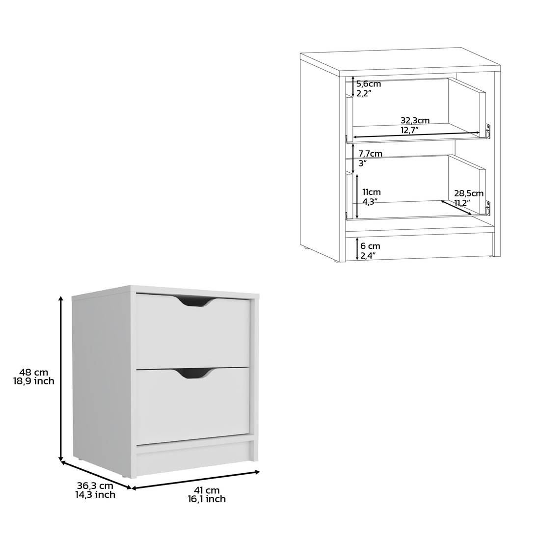 Two Piece White Bedroom Set-Dressers-DECOROLALA