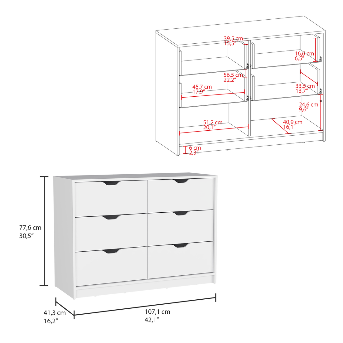 Two Piece White Bedroom Set-Dressers-DECOROLALA