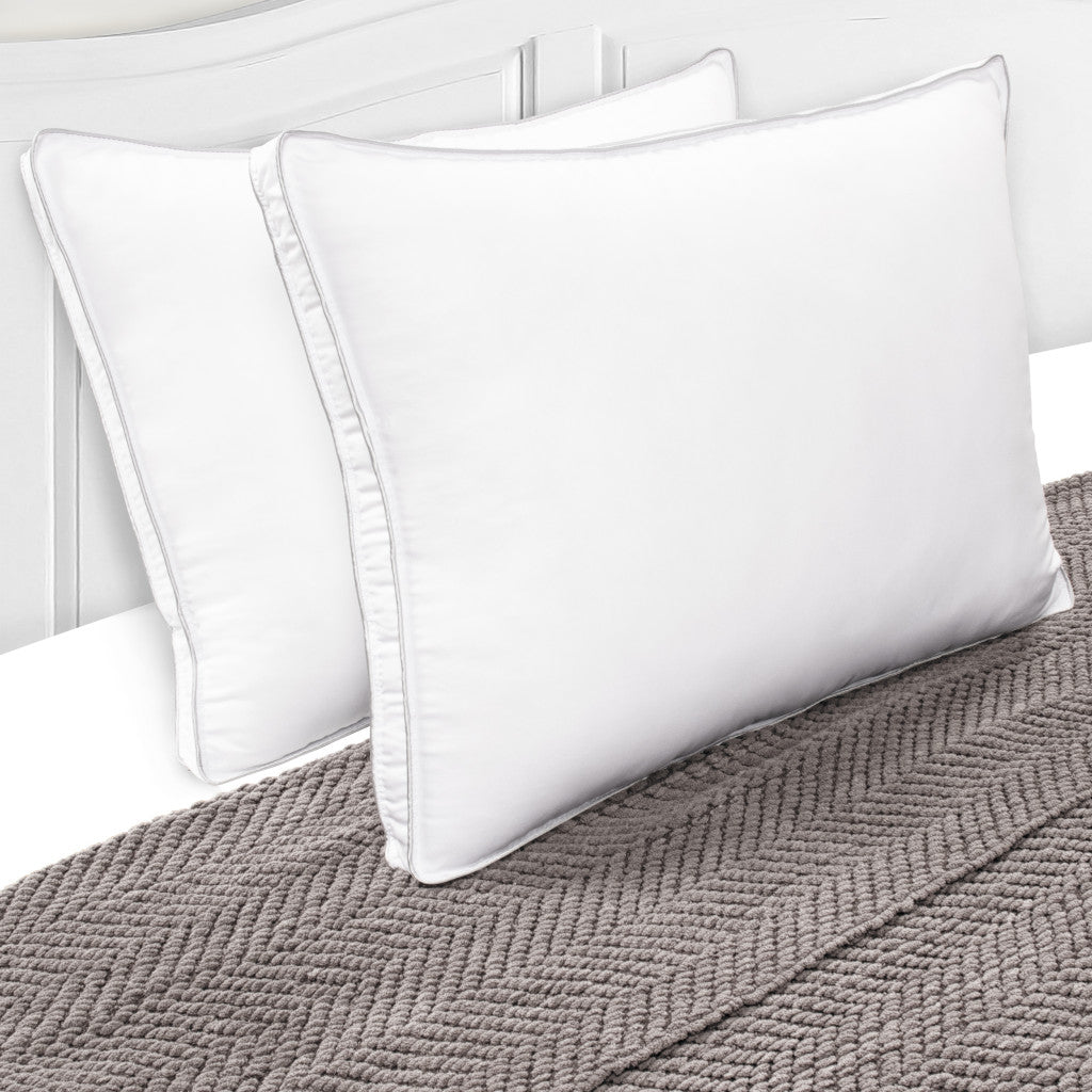 Set of Two Microfiber Down Alternative Medium Hypoallergenic King Size Bed Pillows-Bed Pillows-DECOROLALA
