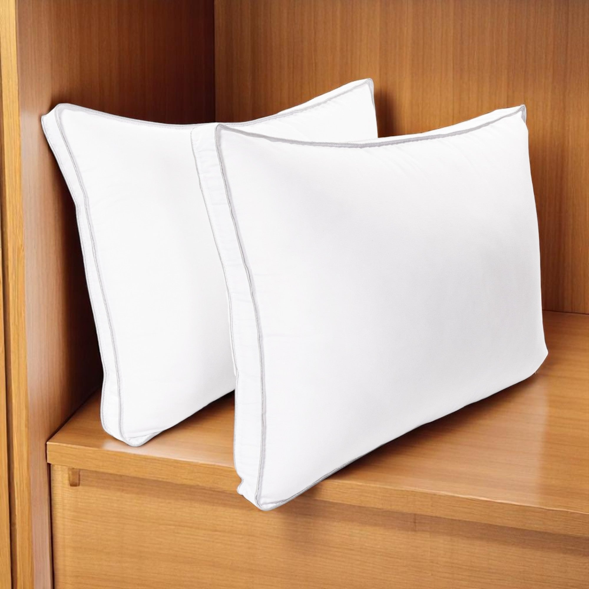 Set of Two Microfiber Down Alternative Medium Hypoallergenic Standard Size Bed Pillows-Bed Pillows-DECOROLALA