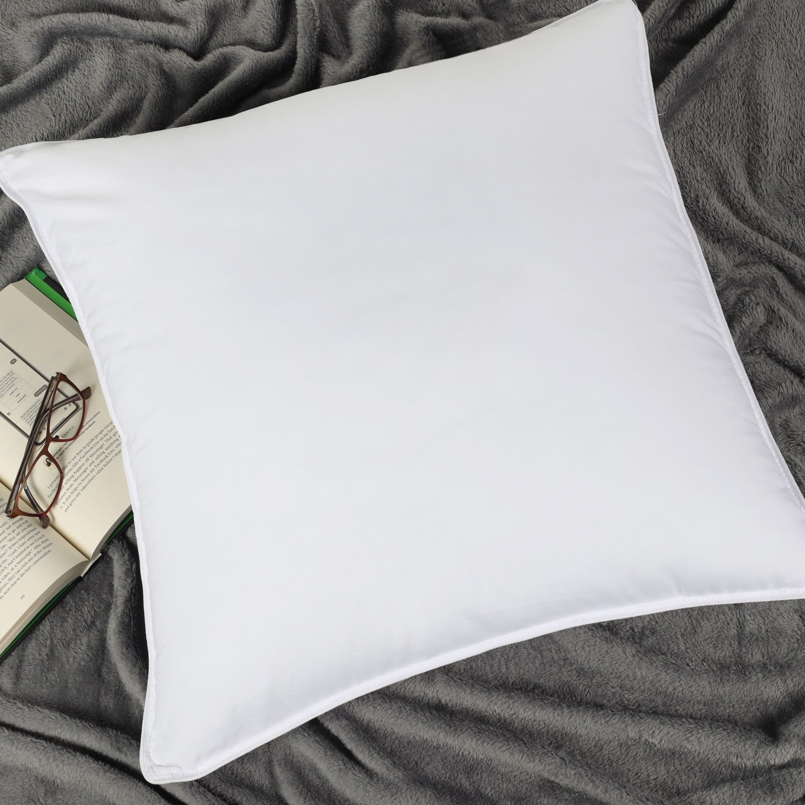 Set of Two Microfiber Down Alternative Medium Hypoallergenic European Size Bed Pillows-Bed Pillows-DECOROLALA