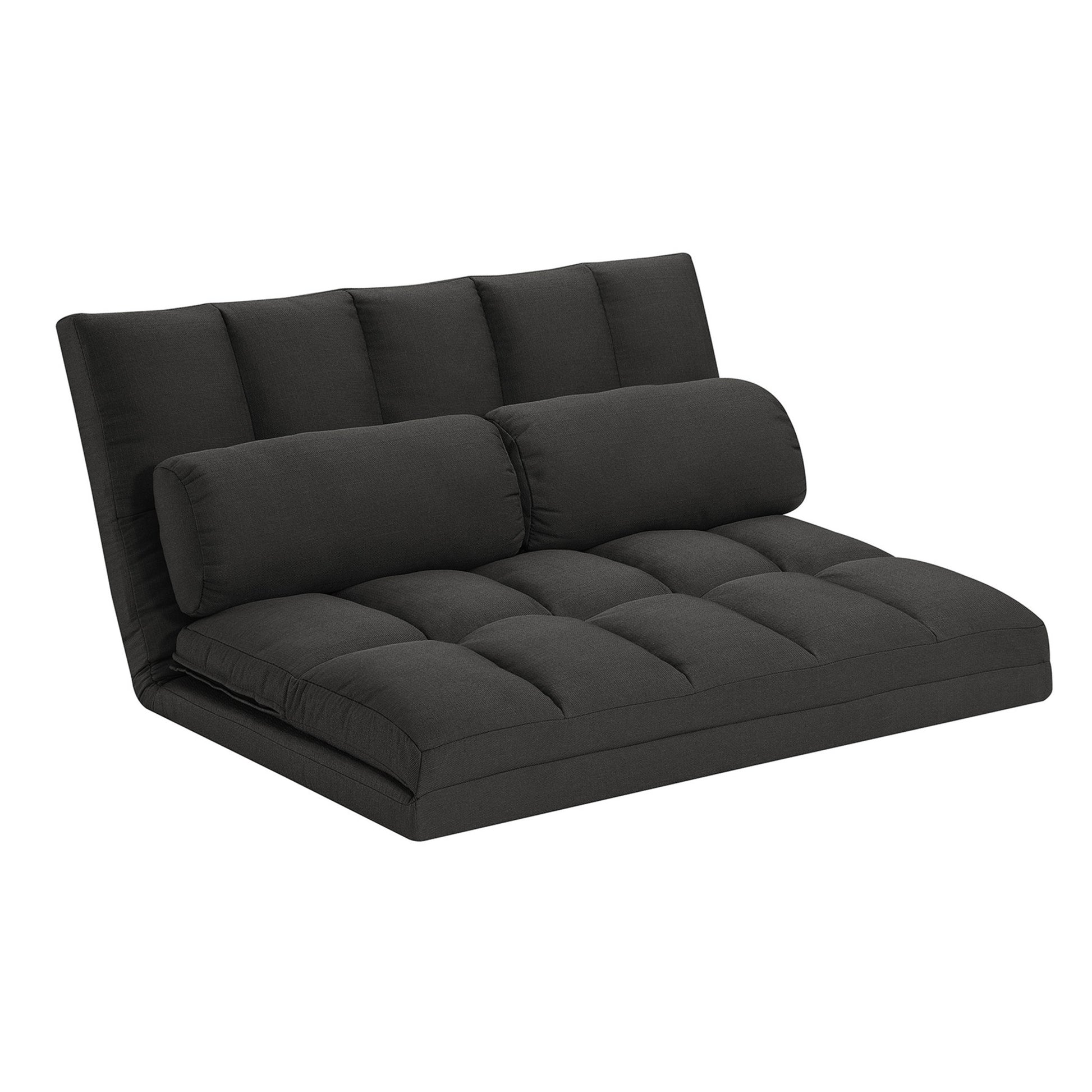 45" Gray Futon Convertible Sleeper Loveseat and Toss Pillows-Love Seats-DECOROLALA